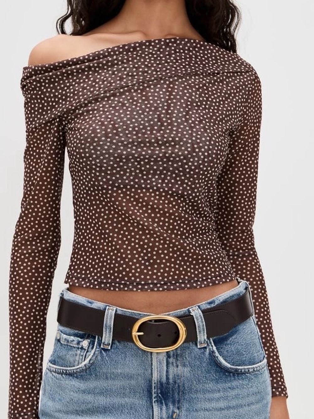 Reformation Elio Knit Top | Size S | Choco Dot